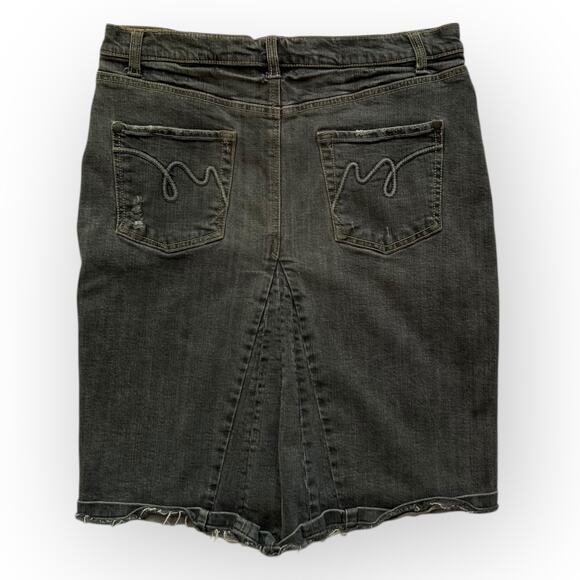 Mossimo Women's Vintage Y2K Gray Stretch Denim Button Fly Pencil Skirt Size 6 - Picture 2 of 10